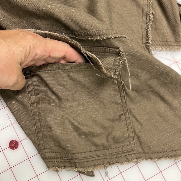 FREE PEOPLE Boho Waterfall Open Front Linen Buckle Raw Hem Distressed Jacket XS - Picture 6 of 16